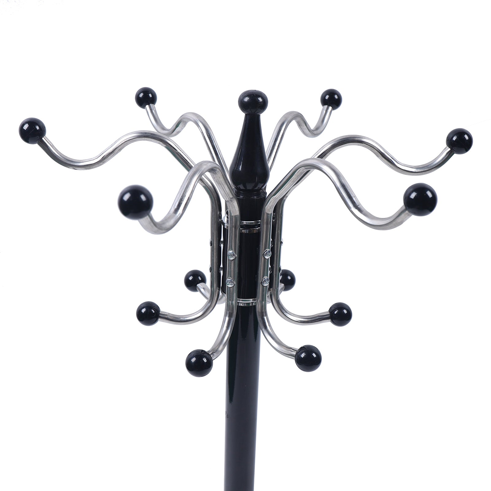 Coat Rack，16-Hook Freestanding Metal Coat Rack for Hanging Clothes Black/White