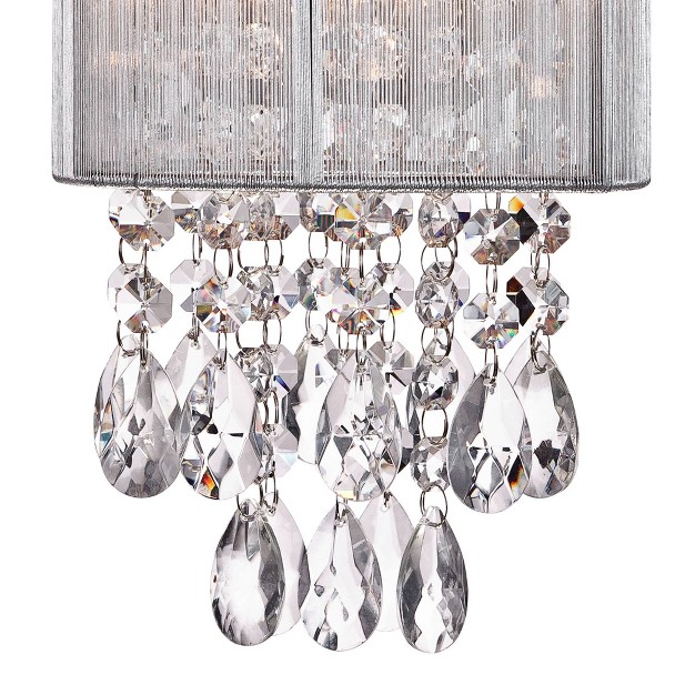 Fixture Curved Arm Clear Crystal Silver String Drum Shade For Bedroom House