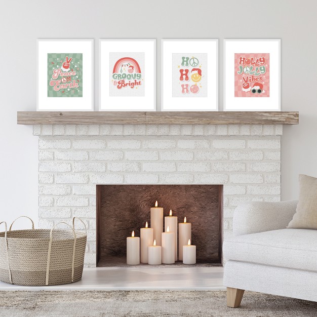 Big Dot Of Happiness Groovy Christmas Unframed Pastel Holiday Linen Paper Wall Art Set Of 4 Artisms 8 X 10 Inches