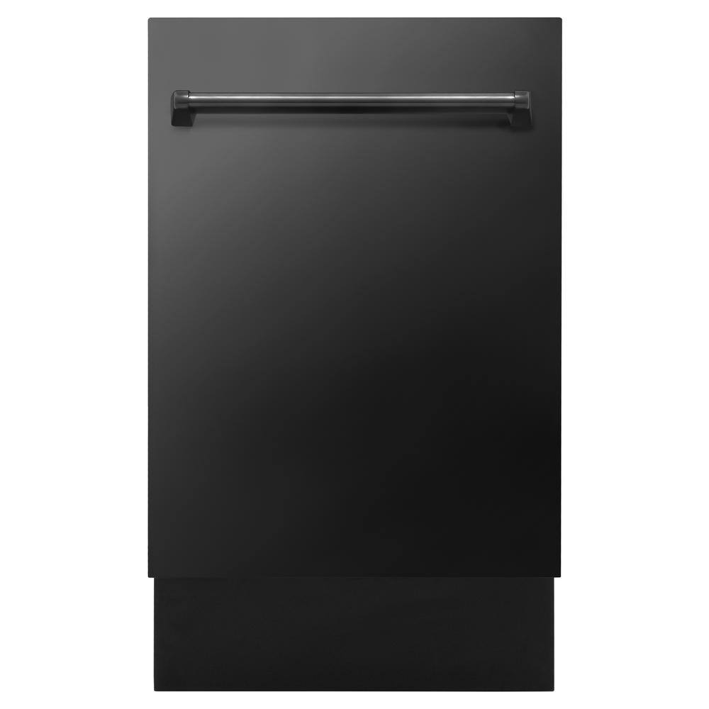 ZLINE Kitchen and Bath Tallac Series 18 in. Top Control 8-Cycle Tall Tub Dishwasher w 3rd Rack in Black Stainless Steel DWV-BS-18