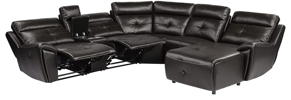 Modular Theater Seating  2 Recliners  ampPush Back Chaise   Modern   Theater Seating   by Decor Love  Houzz