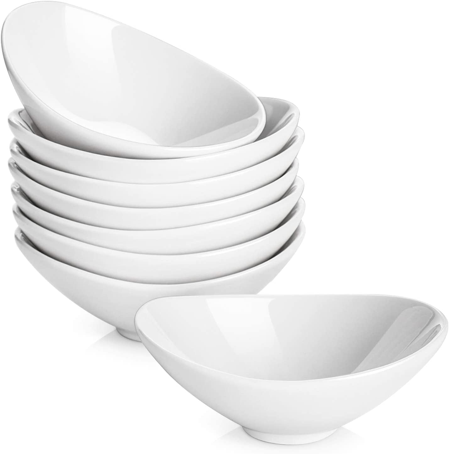 LIFVER 3oz Ceramic Soy Sauce Dish Set of 8， Dipping/Serving Bowls for Dessert， White Seasoning Plate for Ice Cream Fruit