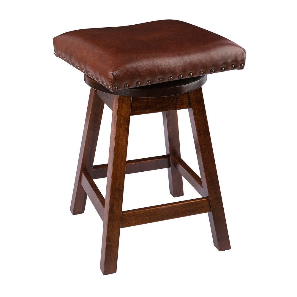 Swivel Urban Bar Stool in Maple Wood with Leather Seat