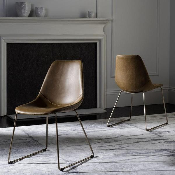 Ginger Midcentury Modern Leather Dining Chair Set of 2 Light Brown / Copper   Modern   Dining Chairs   by Virgil Stanis Design  Houzz