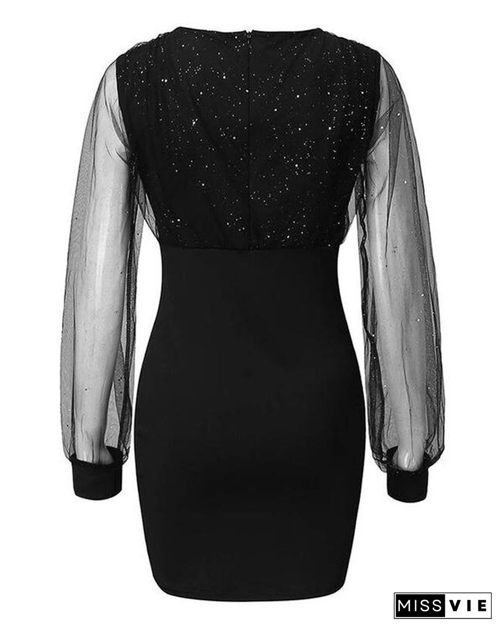 Solid Long Sleeves Bodycon Above Knee Little Black/Party/Elegant Dresses