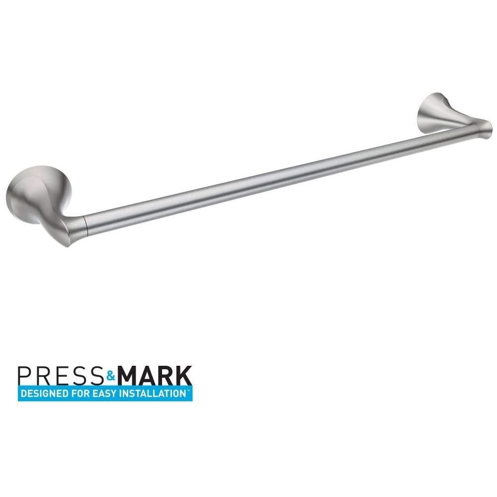 Moen Darcy Brushed Nickel 18 Towel Bar with Press and Mark Stamp ;