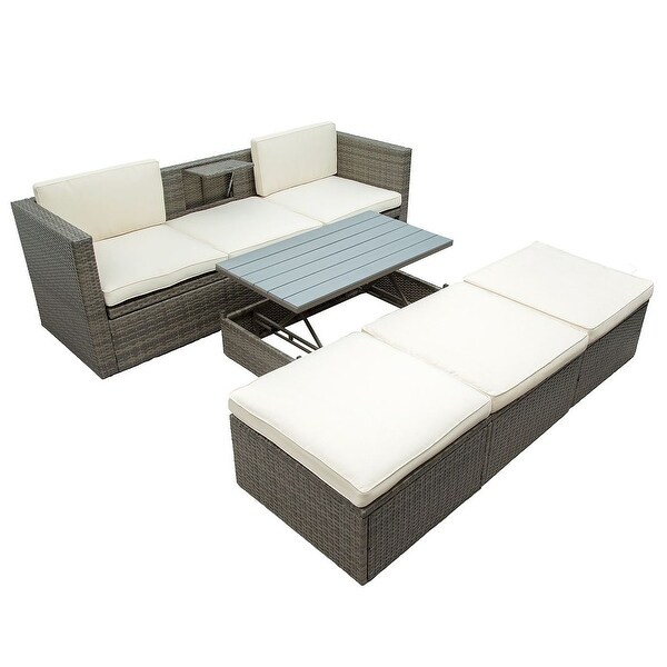 5 PCS Outdoor Patio Furniture Wicker Sofa Set for 6