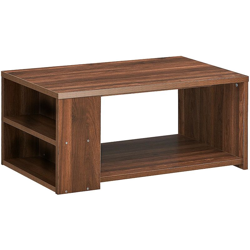 Coffee Table Sofa Side Table with Storage Shelves