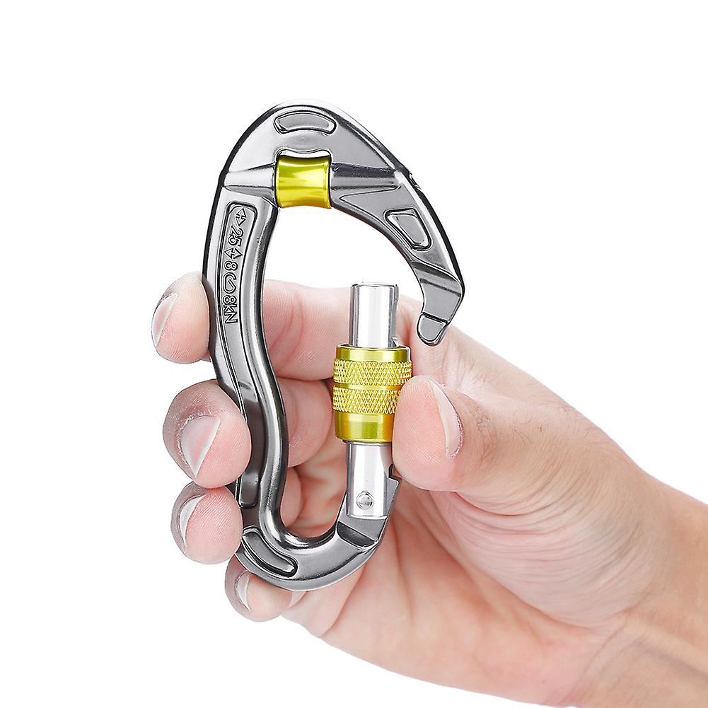 25kn Carabiner Screw Locking Hook For Rock Climbing Mountaineering Rescue Equipment(yellow)