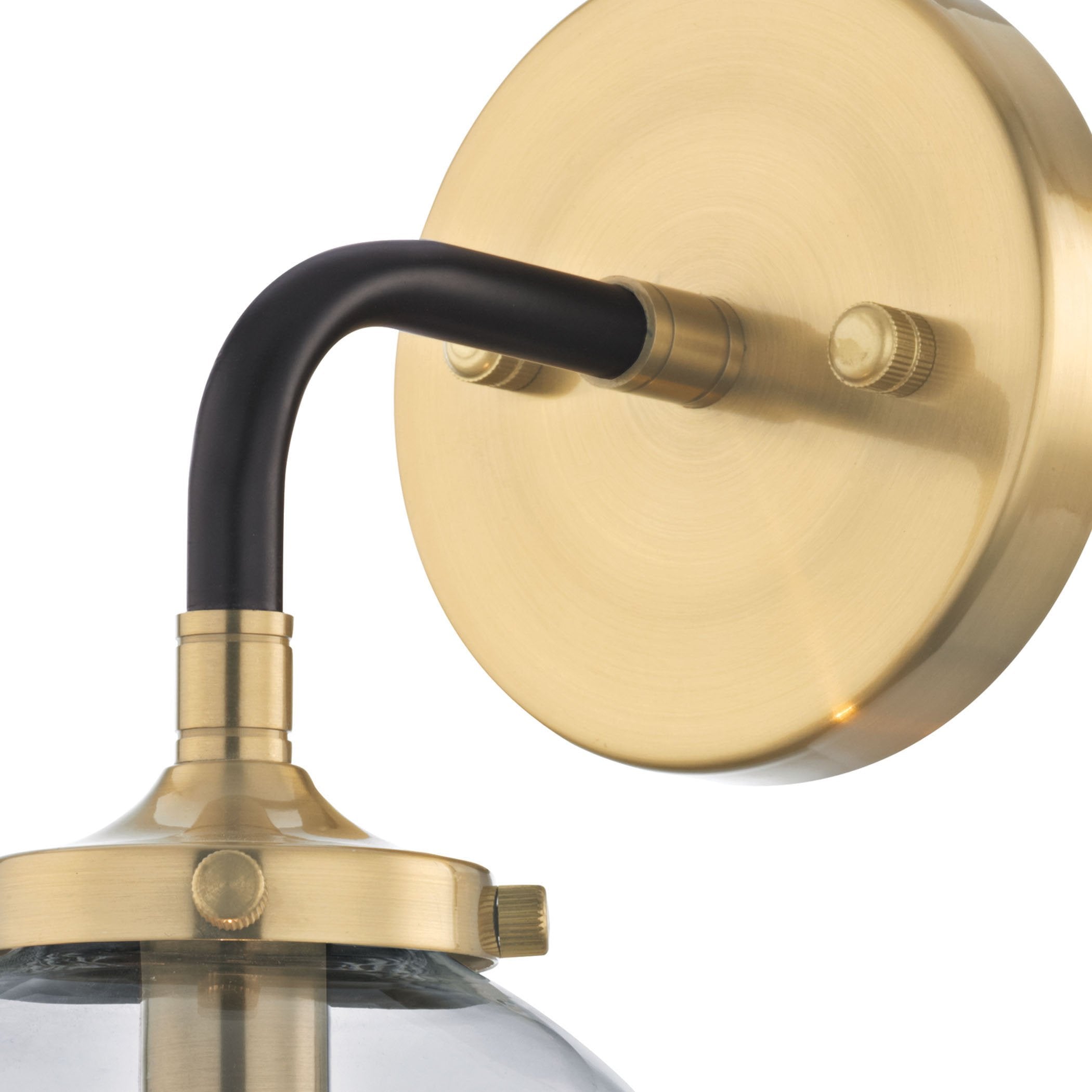 Boudreaux 1-Light Wall Lamp in Antique Gold and Matte Black with Sphere-shaped Glass