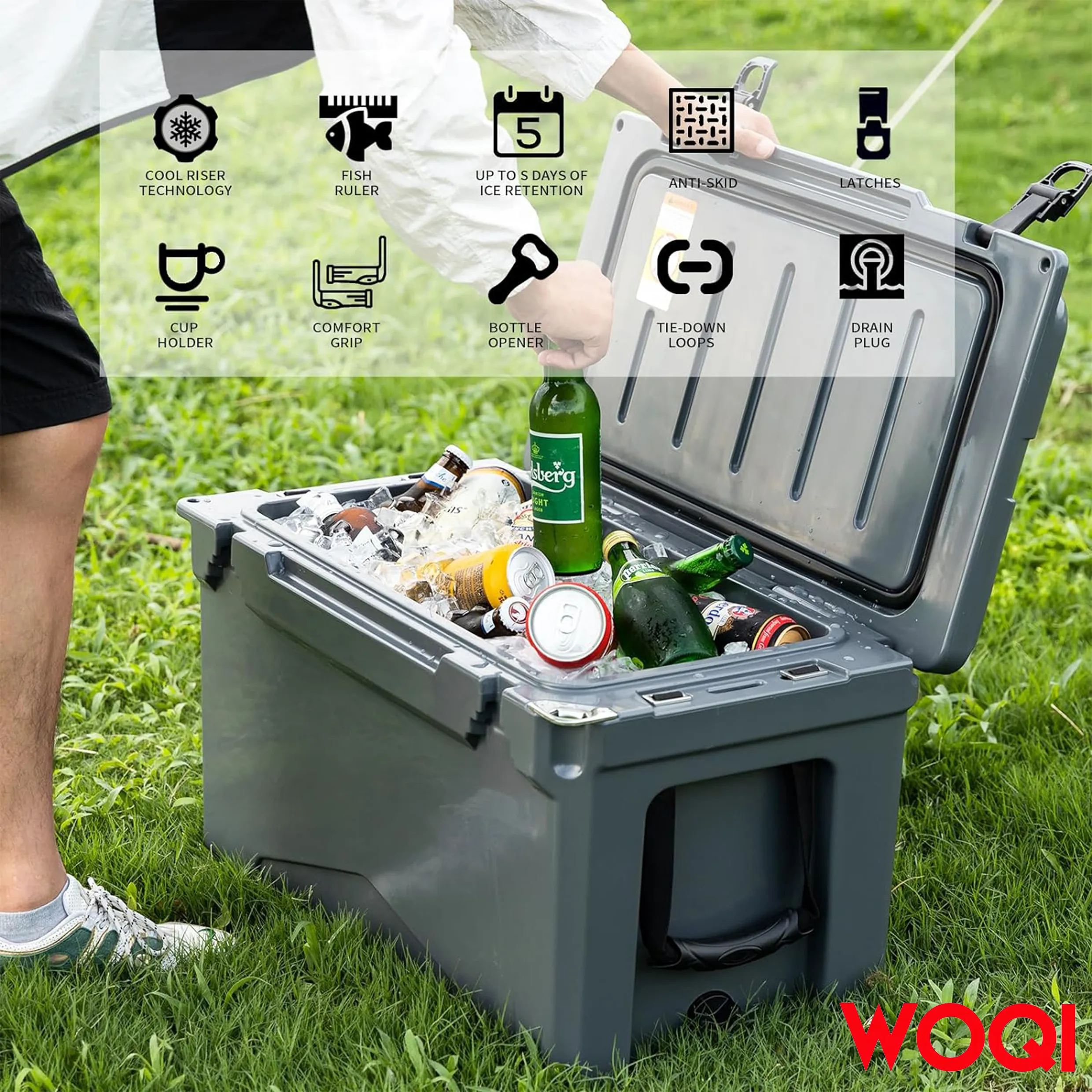 WOQI rotary forming cooler suitable for barbecue  camping  Pinnic  and other outdoor activities