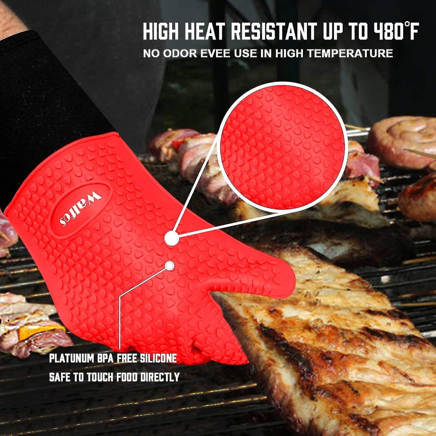 Bbq Utensil Grilling Gloves - Heat Resistant Silicone Oven Glove， Premium Non-slip Silicone Internal