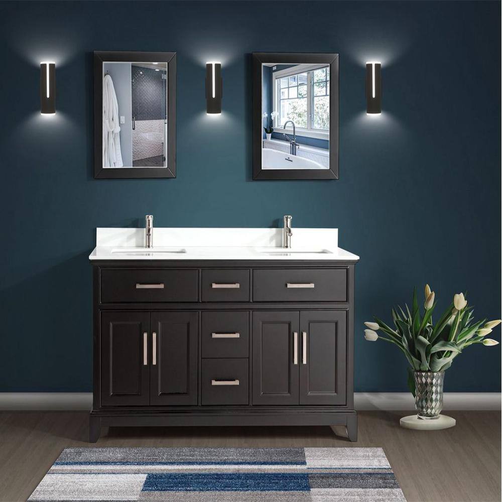 Vanity Art Genoa 72 in. W x 22 in. D x 36 in. H Double Sink Vanity in Espresso with Engineered Marble Top in White and Mirror VA1072-DE