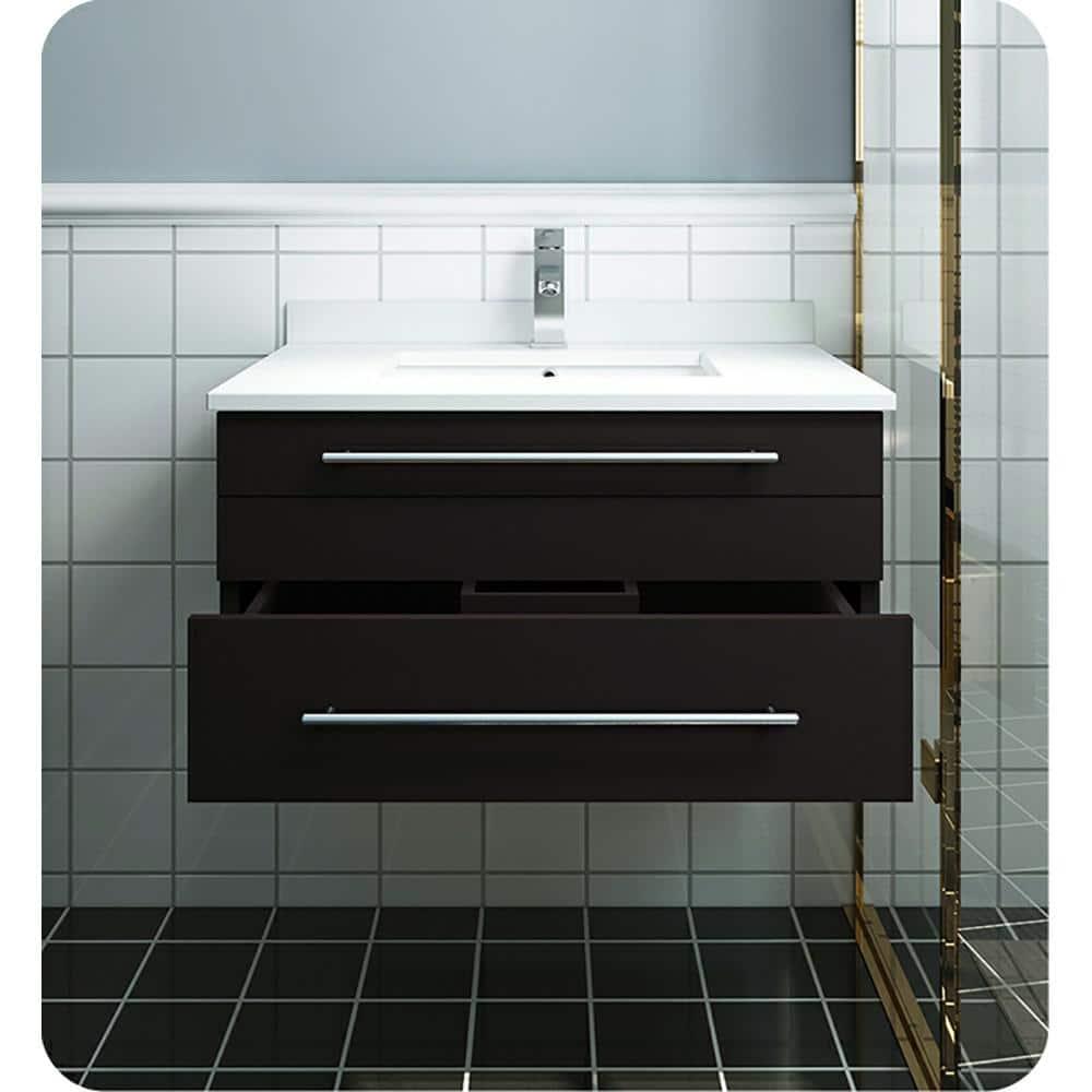 Fresca Lucera 30 in W Wall Hung Bath Vanity Cabinet Only in Espresso