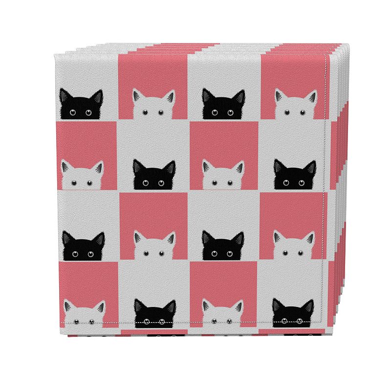 Napkin Set of 4， 100% Cotton， 20x20， Cat Chess Board