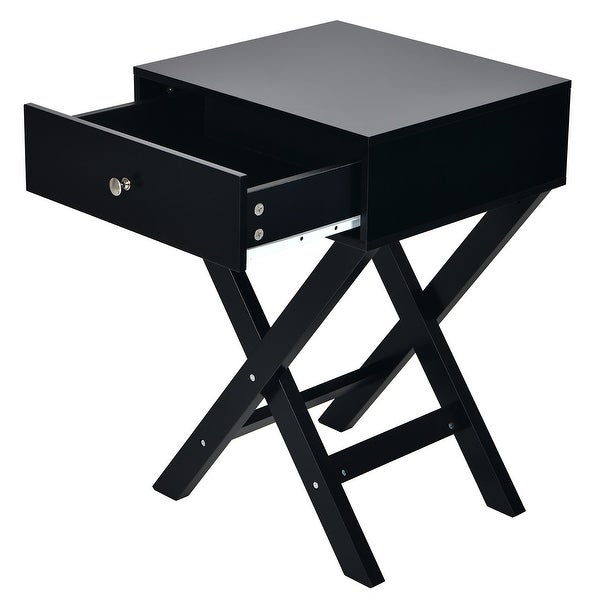 X Shaped End Table Modern Nightstand Sofa Side Table with Drawer