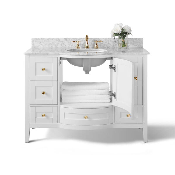 Lauren White 48-Inch Vanity Console with Gold Hardware