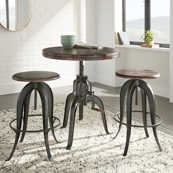 Seoni Russet Sheesham Wood Iron Adjustible-height Stool by Greyson Living