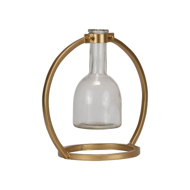 Glass Vase In Modern Round Brass Metal Stand Foreside Home amp Garden