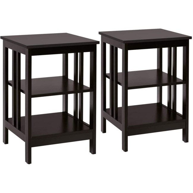 Set of 2 Multifunctional 3 Tier Nightstand Sofa Side Table   16\