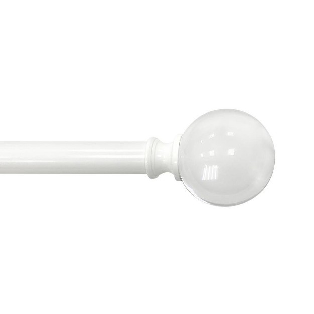 Decorative Drapery Curtain Rod With Acrylic Ball Finials White Lumi Home Furnishings