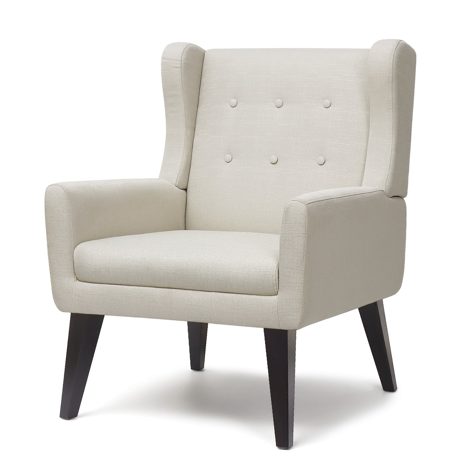 July's Song Accent Chair,Mid Century Modern Wingback Chair,Tufted Fabric Comfy Living Room Chair,Beige