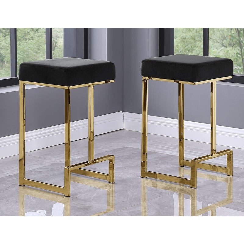 Best Master Furniture Velvet Gold Counter Height Stool (Set of 2)