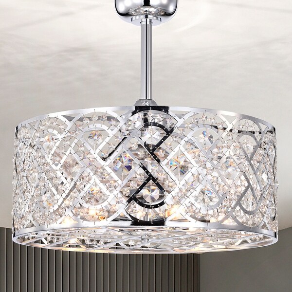 Alexia 24 Inch Chrome Finish Modern Glam Style Crystal Ceiling Lighted Fandelier with Remote Shopping - The Best Deals on Ceiling Fans | 39465769