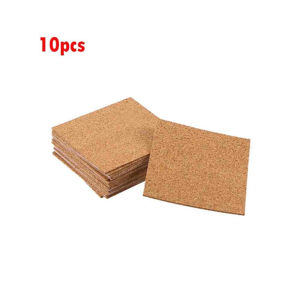 QIFEI 50Pcs Self Adhesive Cork Squares， Strong Cork Adhesive Sheets， Reusable Cork Board Cork Backing Sheets， Mini Wall Cork Tiles Mat for Coasters and DIY Crafts Brown