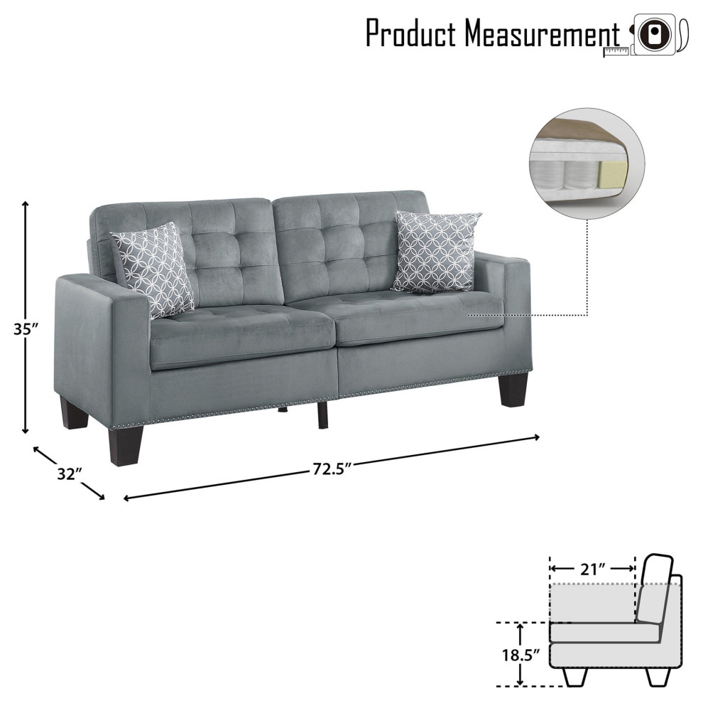 Elegant Sofa  Microfiber Upholstery With Biscuits Tufting  ampNailhead   Transitional   Sofas   by Decorn  Houzz