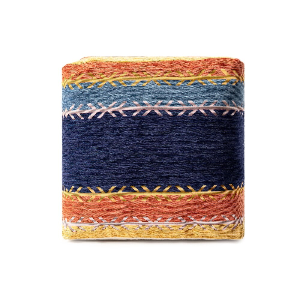 LR Home Mylene Ella Multi Bohemian Striped Polyester Blend Pouf