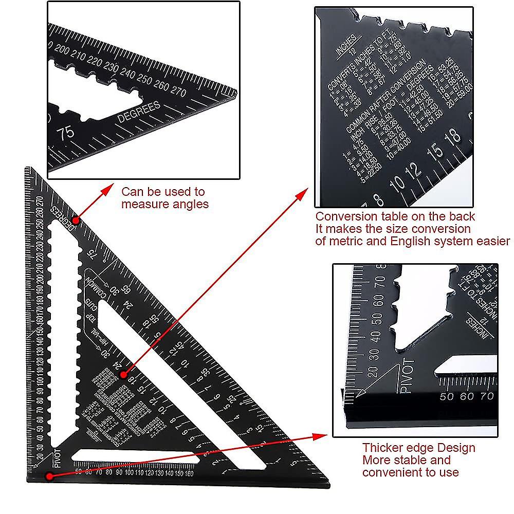 30cm Alloy Tri Protractor Set Square Tri Metric Carpentry Ruler Triangular Ruler With Protractor Measu