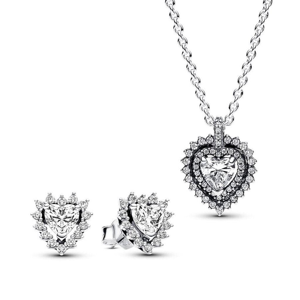 PANDORA  Sparkling Double Heart Halo Jewelry Gift Set - Sterling Silver