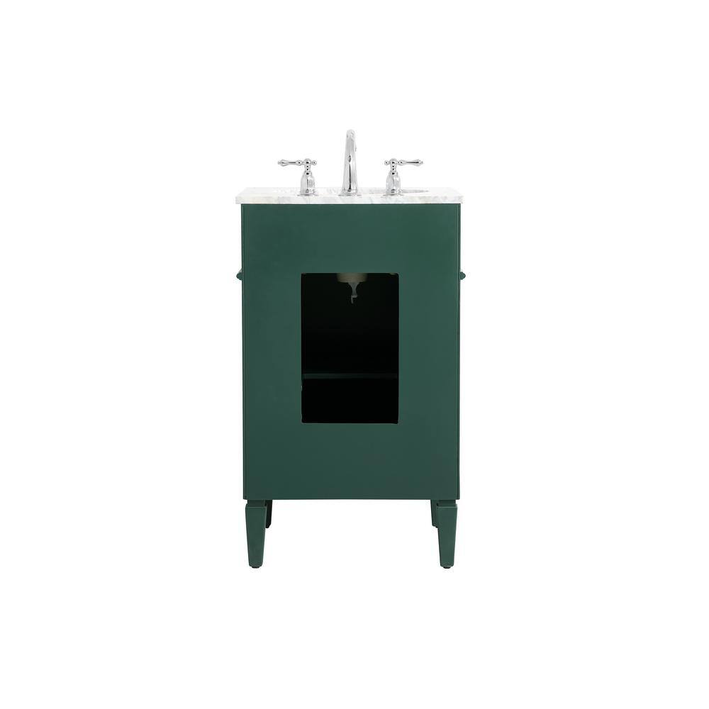 Simply Living 21 in. W x 21.5 in. D x 35 in. H Bath Vanity in Green with Carrara White Marble Top SL37563GN