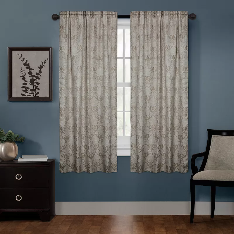 Zenna Home Linen Damask 100% Blackout Wraparound Window Curtain