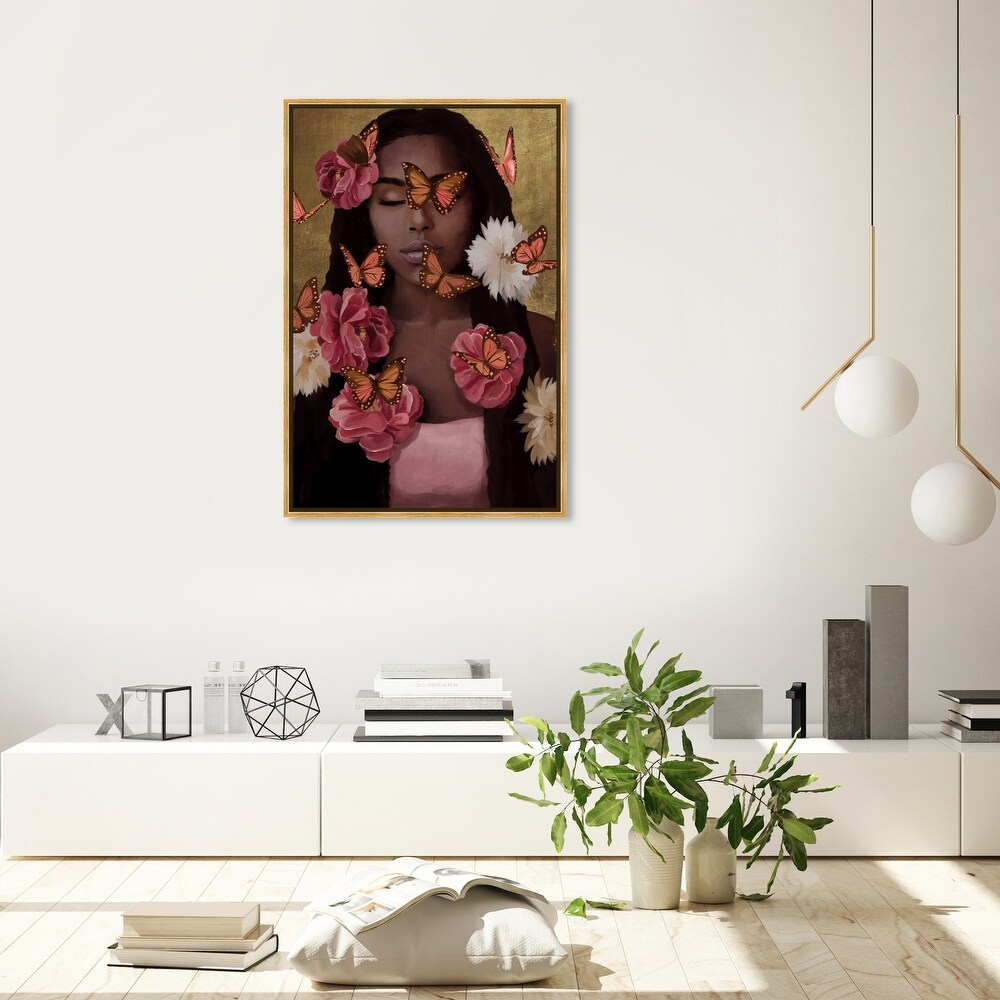 Wynwood Studio 'Lost In the Butterfly Garden' Glam Gold Wall Art Canvas