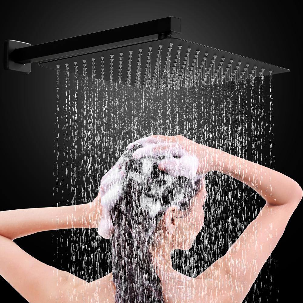 UKISHIRO Single-Handle 1-Spray Tub and Shower Faucet with 12 in. Fixed shower head in Matte Black (Valve Included) SMD00JI2116006