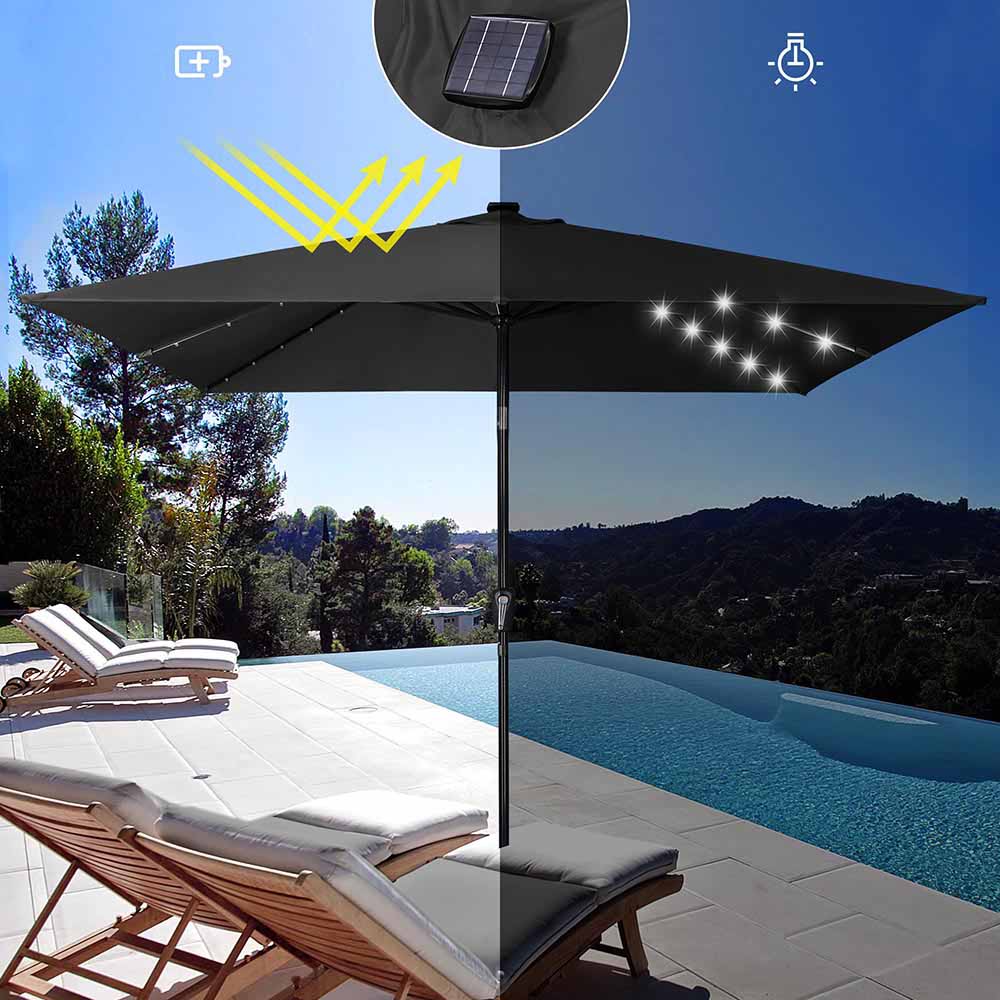 Yescom Prelit Patio Umbrella with Lights Square 10' 8-Rib