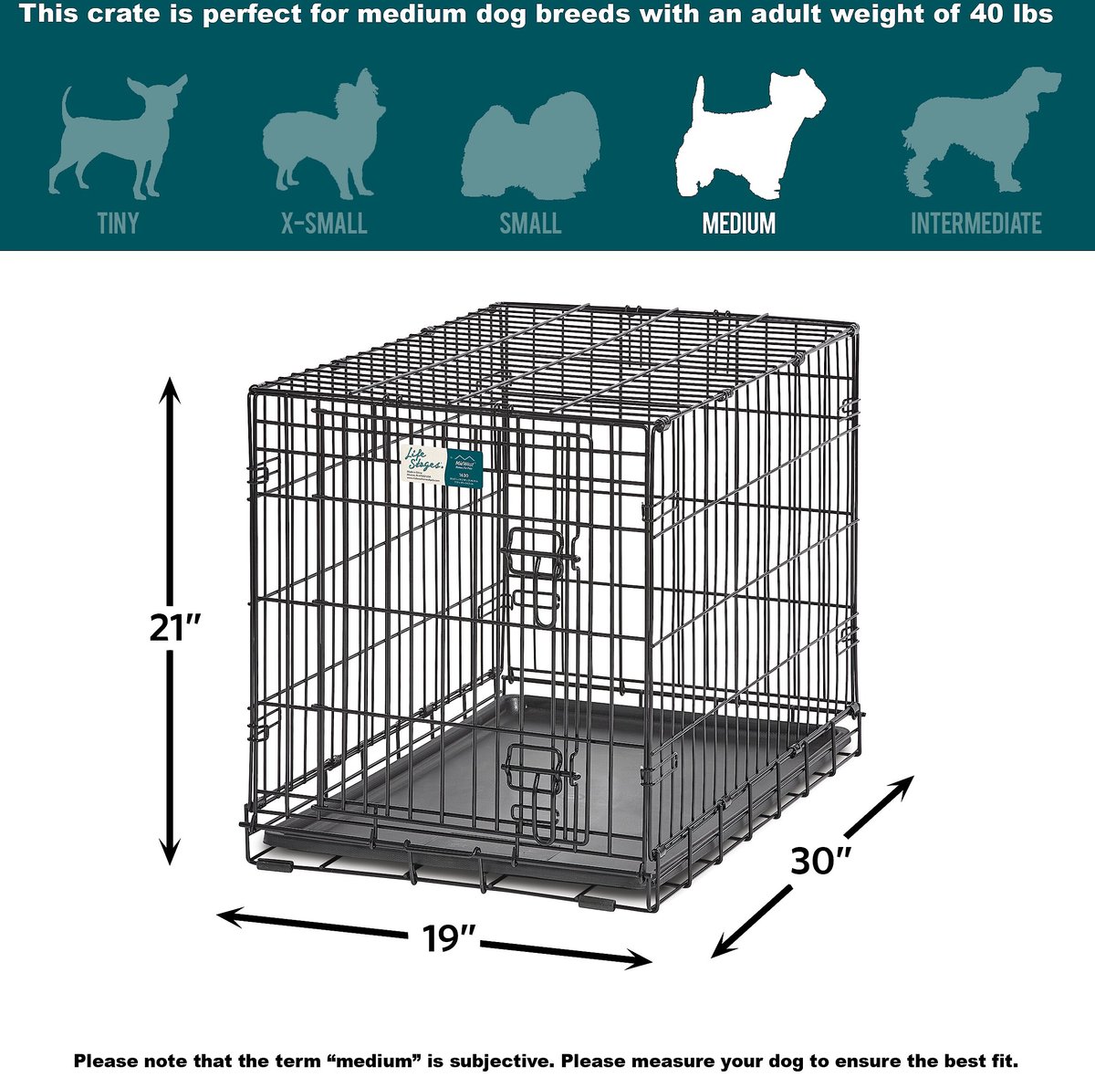 MidWest LifeStages Single Door Collapsible Wire Dog Crate