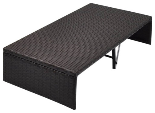 vidaXL Patio Bed Double Chaise Lounge with Canopy for Balcony Black Poly Rattan   Tropical   Outdoor Lounge Furniture   by vidaXL LLC  Houzz