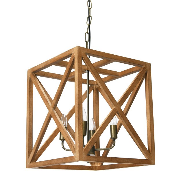 Metal wood Chandelier Natural Brown Storied Home