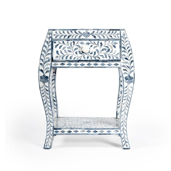 Offex Trubadur Blue and White Bone Inlay Side Table - 19