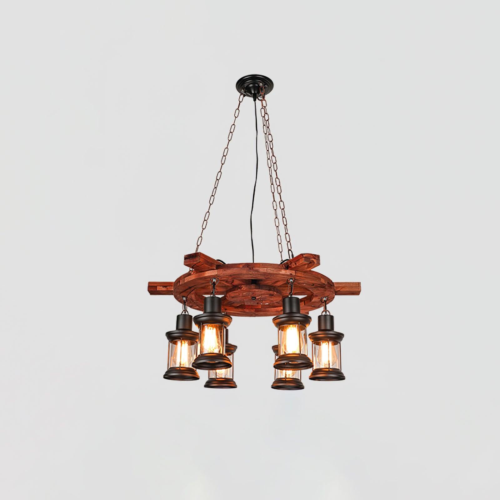 Nautical Industrial Style Wooden Chandelier