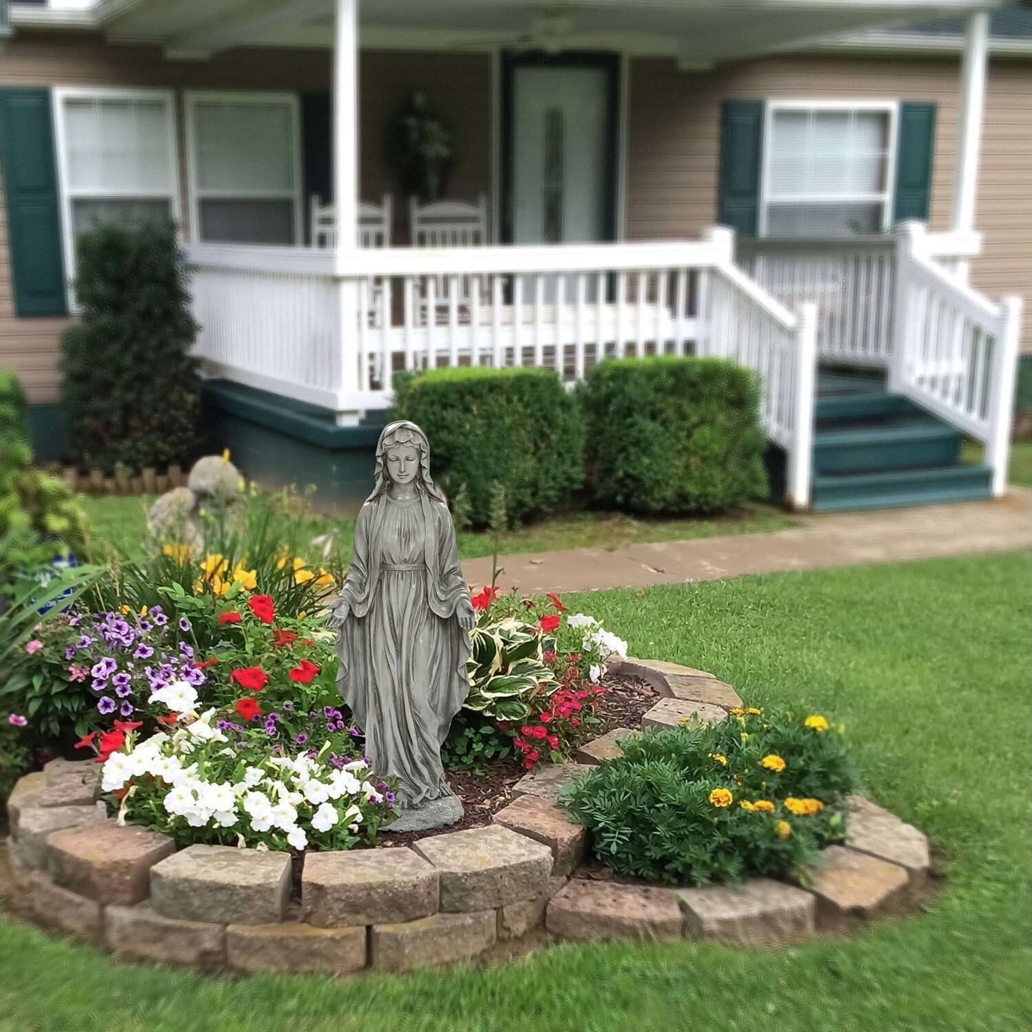 LuxenHome 30.5 in. MgO Virgin Mary Garden Statue  Gray