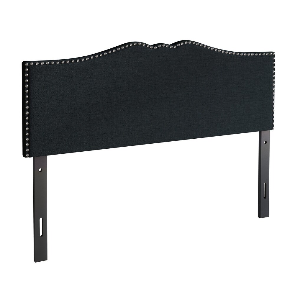 CraftPorch Linen Nailhead Curvaceous Upholstered Adjustable Headboard