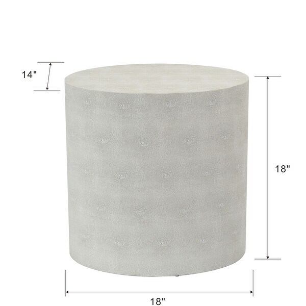 Dann Foley Lifestyle - Oval Side Table - Ivory Faux Leather Shagreen Finish