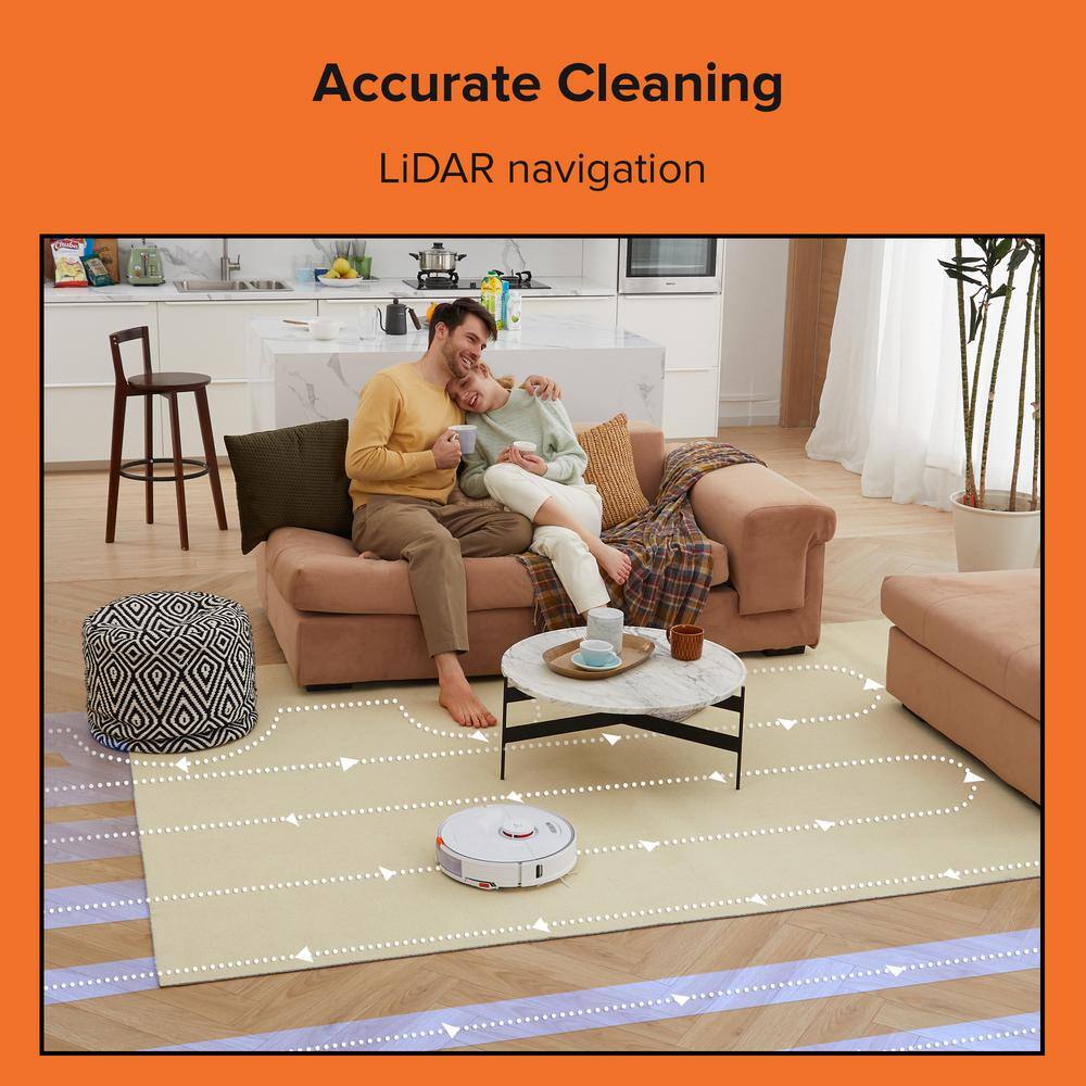 ROBOROCK S7-WHT Robot Vacuum with Sonic Mopping LiDAR Navigation Bagless Washable Filter Multisurface in White Roborock S7-WHT