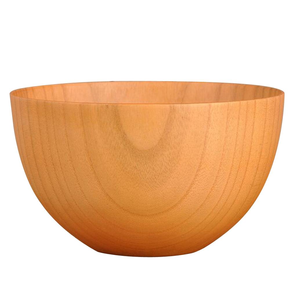 Wooden Salad Bowl， Food Safe Round Wood Bowl Traditional Japanese Style