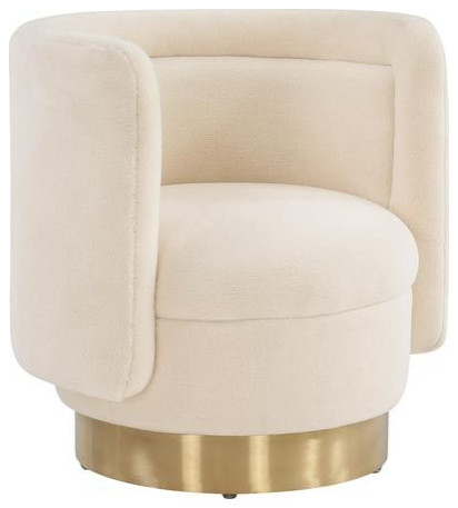 Sara Swivel Accent Chair Ivory/Gold   Contemporary   Armchairs And Accent Chairs   by Virgil Stanis Design  Houzz