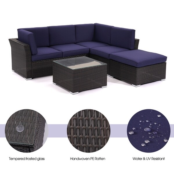 4 pieces Outdoor Patio Furniture Rattan Conversation Sofa Sectional Sets - Overstock - 33808766